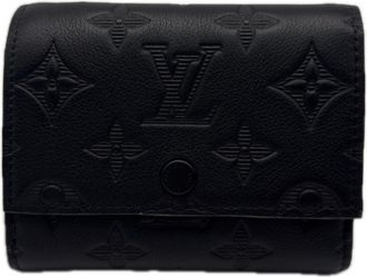 Louis Vuitton Monogram Shadow Black Leather Wallet (Tri-Fold) (Pre-Owned)