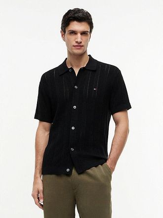 Tommy Hilfiger Relaxed Pointelle Short Sleeve Shirt With Linen