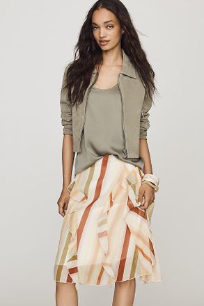 Cubic Asymmetric Ruffle Midi Skirt