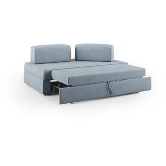 Divani.Store Liberty Sof&aacute; Sin Puff Extra&iacute;ble Y Respaldo Desmontable En Tela Impermeable 180 Cm Azul Claro