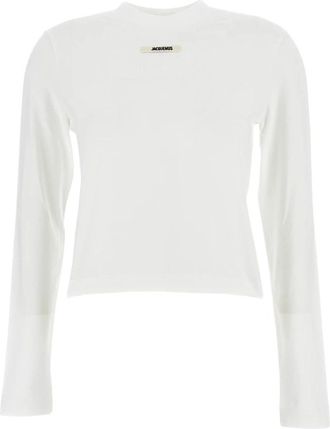 Jacquemus The Gros Grain t-shirt met lange mouwen - Dames - Longsleeves - Wit - S - Katoen - Tops