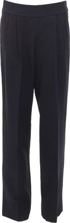 Dries Van Noten black wool cotton pleated front wide leg trousers pants FR38 M