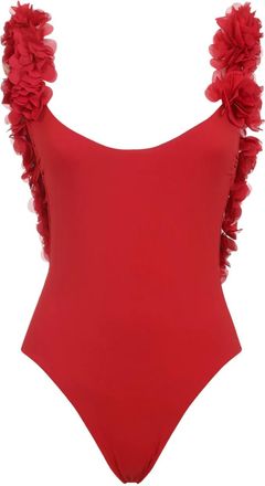 La Reveche flower-embellished swimsuit - Red