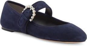 Stuart Weitzman Piper Mary Jane Ballet Flat in Nice Blue Suede at Nordstrom Rack, Size 11.5