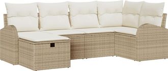 vidaXL Garden Sofa Set 6 pcs Beige and cream 234 x 124 x 85 cm Vidaxl