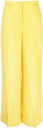 P.A.R.O.S.H. pressed-crease straight-leg trousers - women - Linen/Flax/Viscose - M - Yellow