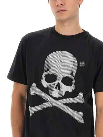 Philipp Plein Rhinestone-Embellished Cotton T-Shirt - Black