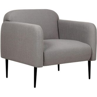 Beliani Beliani - Poltrona Sedia Retro Art Deco Tessuto Lino Gambe in metallo Soggiorno Grigio e Nero Stouby