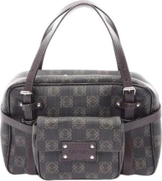 Loewe Pre-owned Anagram Coated Canvas Handbag - Dames - Vintage Handtas - Zwart - ONE Size - Leer - Vintage