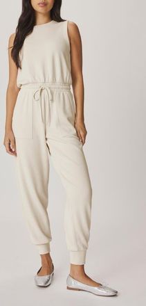 Splendid Scubasoft Tie Waist Sleeveless Jumpsuit in Pale Oak White at Nordstrom, Size Medium