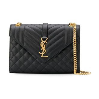 Saint Laurent Tassen, Dames, Zwart, ONE Size, Leer, Envelope Medium Tas