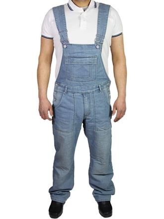 KAM McCarthy Jeans Mens Denim Lightwash Blue Dungarees King Size Overalls