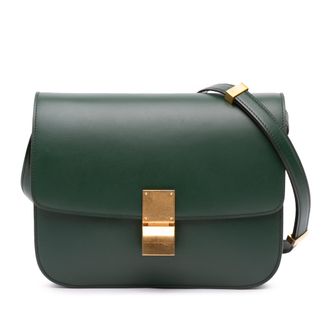 Celine Pre-owned Womens Classic Box Small Crossbody Bag - Dark Green Leather - One Size