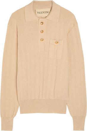Valentino Garavani Fine-knit Polo Jumper - Cream - 52 (IT52 / XL)