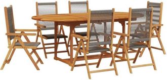 vidaXL vidaXL 7 Piece Garden Dining Set Grey Polypropylene and Solid Wood