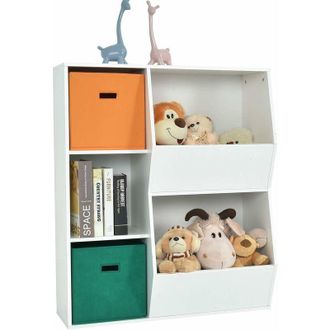 Costway Costway - Armadietto Porta Giochi per Bambini, Organizer Giocattoli con 2 Cestini Extra, Libreria Multifunzionale per Libri Giocattoli Bambole