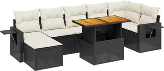 vidaXL Set De Sof&aacute;s De Jard&iacute;n 8 Piezas Y Cojines Rat&aacute;n Sint&eacute;tico Negro Vidaxl