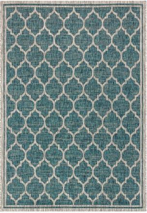 Jonathan Y Designs Trebol Moroccan Trellis Textured Weave Indoor/Outdoor Area Rug in Teal/gray at Nordstrom, Size 3Ft 0In X 5Ft 0In