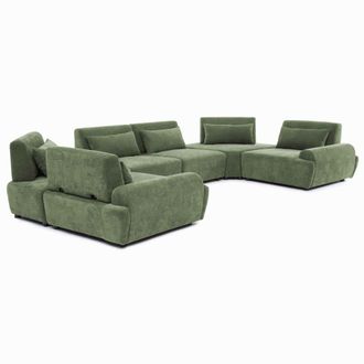 Oviala Sof&aacute; esquinero modular de 6 plazas con respaldo ajustable 462 cm verde