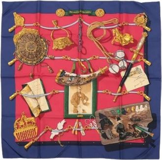Herm&egrave;s Pre-owned Scarves, female, Blue, Size: ONE SIZE Pre-owned Carre 90 Silk Scarf