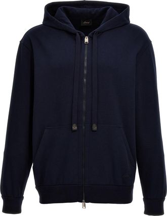 Brioni Blue Piquet Cotton Hoodie