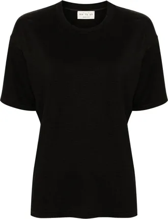 Maryya crew-neck linen T-shirt - women - Linen/Flax/Elastane - L - Black