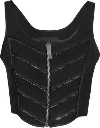 John Richmond Viscose Top met Rits aan de Voorkant - Dames - Tops zonder mouwen - Zwart - M - Tops