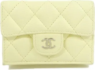 Chanel Yellow Grained Calfskin Wallet (Tri-Fold) (Pre-Owned)