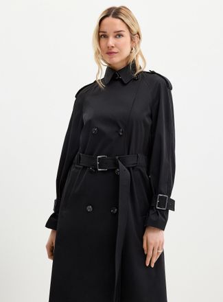 Soia & Kyo Womens Becky adjustable belt long black trench coat