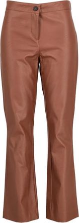 Vintage button leather trousers - Brown