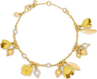 Kate Spade New York golden bloom flower charm bracelet in Yellow. at Nordstrom