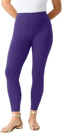 Roaman's Plus Size Essential Stretch Ankle Length Pull On Legging in Midnight Violet at Nordstrom, Size Small