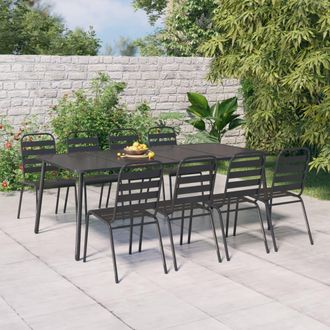 vidaXL Juego De Comedor De Jard&iacute;n 9 Piezas Acero Gris Antracita Vidaxl