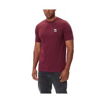 Karl Lagerfeld Tops, Heren, Rood, S, Katoen, T-shirt met ronde hals