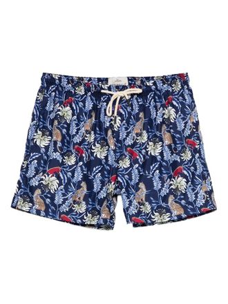 Peninsula Malindi zwembroek met luipaardprint en bloemen - Blauw