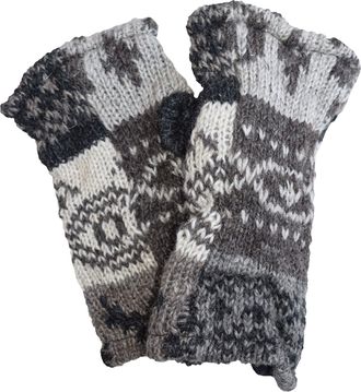 Gheri Womens Warm Woolen Fleece Lined Hand Knitted Mittens Gloves Handwarmers V