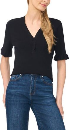 CeCe by Cynthia Steffe V-Neck Elbow Sleeve Sweater in Rich Black at Nordstrom, Size Xx-Small