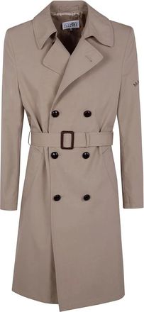 Maison Margiela Double-Breasted Belted Trench Coat - Heren - Trenchcoats - Beige - M - Katoen - Jassen