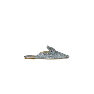 Jimmy Choo London Galaxy Glitter Mules 53 - Dames - Slip ons - Grijs - 35 EU - Leer - Schoenen