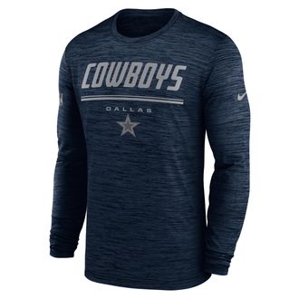 Nike Dallas Cowboys Sideline Team Issue Velocity Nike Mens Dri-FIT NFL Long-Sleeve T-Shirt in Blue | 02EQ41S7RD-CH4