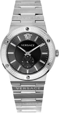Versace Herenhorloge Greca Logo 41 D/Blk Band MET Logo Vevi 007 20 - Heren - Horloges - Grijs - ONE Size - Accessoires