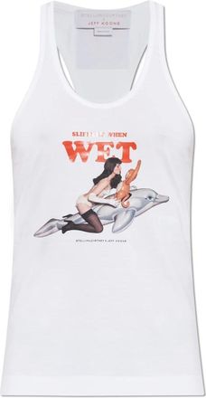 Stella McCartney Jeff Koons Doggy Style Tank - Dames - Tops zonder mouwen - Wit - M - Katoen - Tops