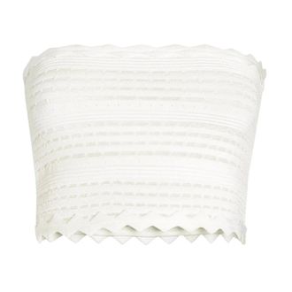 Genny Sleeveless Tops, female, White, Size: M Knitted Top With Chevron Pattern