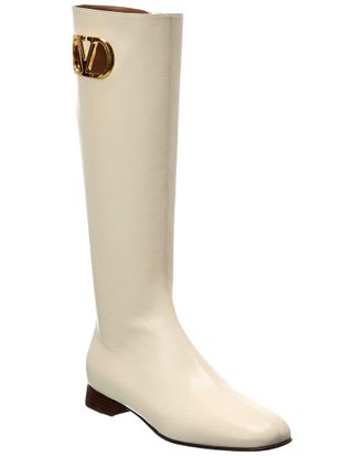 Valentino Vlogo Leather Knee-High Boot