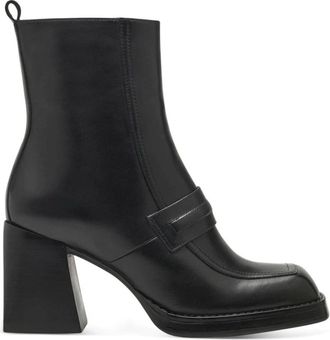 Tamaris Elegante Zwarte Enkellaarsjes - Dames - Laarzen met Hak - Zwart - 37 EU - Leer - Schoenen