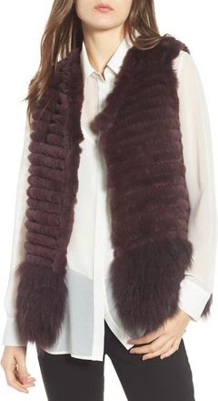Love Token Genuine Rabbit & Fox Fur Vest in Wine at Nordstrom, Size X-Small