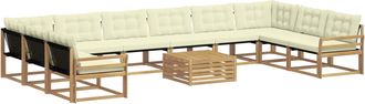 vidaXL Conjunto De Sof&aacute;s De Exterior 11 Uds. Blanco Y Crema Vidaxl