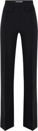 Elisabetta Franchi Double-stretch Crepe Broek - Dames - Wijde Broeken - Zwart - M - Leer - Broeken