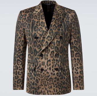 Dolce & Gabbana Blazer in misto cotone con stampa leopardata