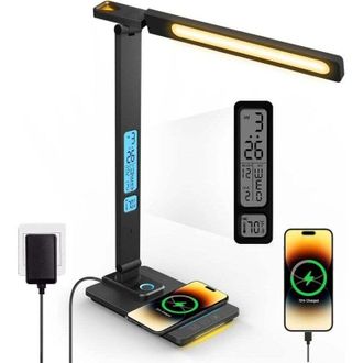 OEM L&aacute;mpara De Escritorio Led Regulable Crezuo Con Funci&oacute;n De Carga, Reloj, Luz Nocturna Y Dise&ntilde;o Plegable.-crezuo